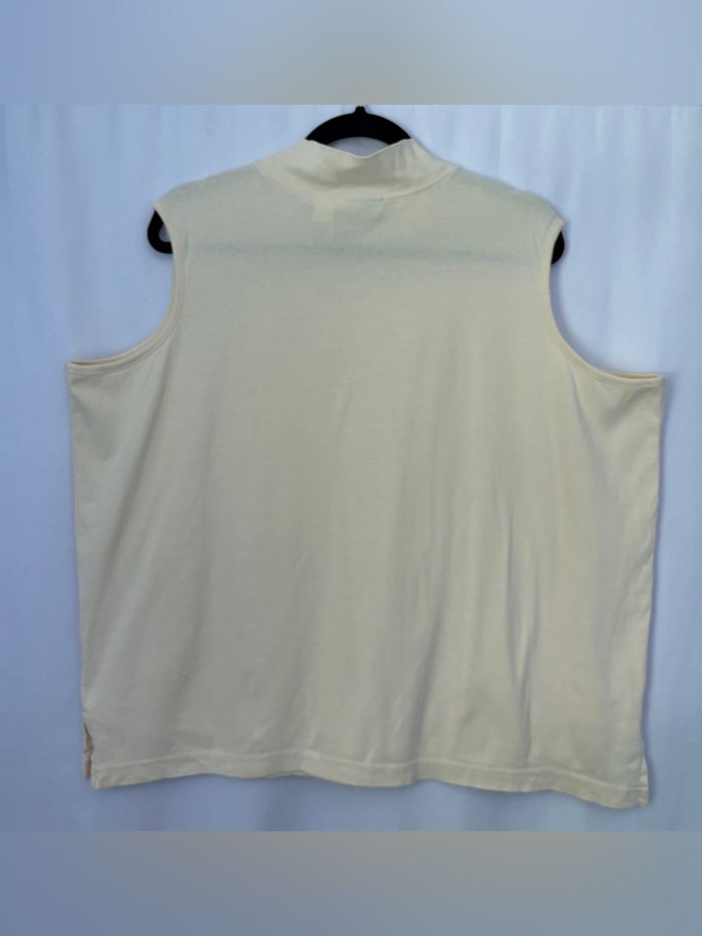 Liz Claiborne Sleeveless Mock Neck Top - Butter Yellow, Subtle, Nautical, Pastel - Picture 2 of 4
